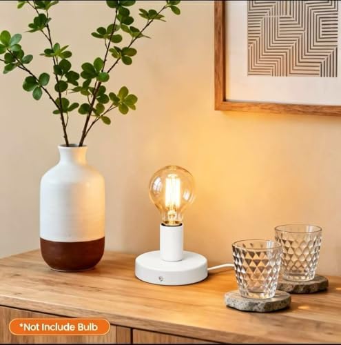 Table Lamp Base, E26/E27 Plug in Lamp Holder with Switch, White