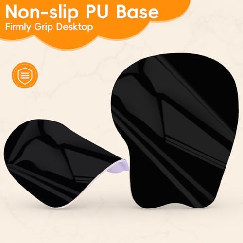 Mouse Pad with Wrist Rest Ergonomic Mouse Pad with Comfortable M-Shape Pain Relief Wrist Support Non-Slip PU Base Mousepad for Laptop, Office & Home (Orange Mermiad)