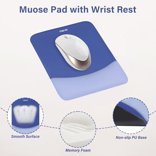 MOSISO Wrist Rest Support Mouse Pad & Keyboard Set, Royal Blue