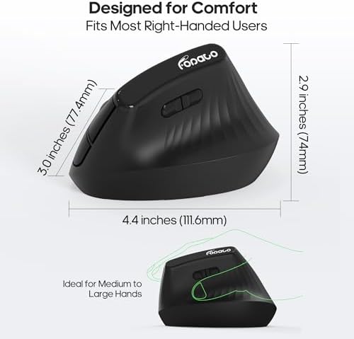 Ergonomic Vertical Mouse, Silent Wireless Bluetooth Mouse