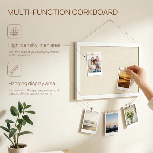 DOLLAR BOSS Double-Sided Bulletin Boards with Linen, 16"x12" 1PC Cork Board