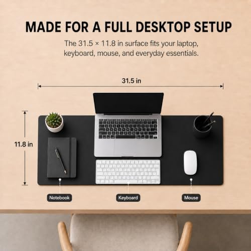 KTRIO Large Gaming Mouse Pad Desk Mat for Gamer, 31.5" x 11.8", Black PU