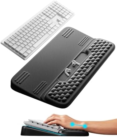 Vaydeer Keyboard Stand with Wrist Rest, Gaming Wrist Support Pad, Ergonomic Hand Rest Arm Memory Foam for Palm Typing Comfort, Keyboard Riser Holder Lifter Computer Desk Accessory Office Home-Black
