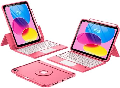 ProCase Touchpad Keyboard Case for iPad 11th (A16) / 10th Gen 10.9", Pink
