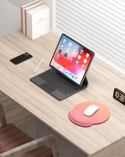 Auhoahsil Mouse Pad, Ergonomic Mouse Pad with Wrist Rest, Pain Relief Computer Gel Mouse Pad Wrist Support for Laptop, Mousepad with Non-Slip PU Base, Mouse Pads for Desk, Pink Gradient