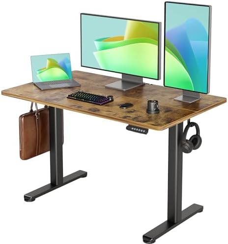 INNOVAR Electric Height Adjustable Standing Desk, 48x24 Inch, Rustic Brown