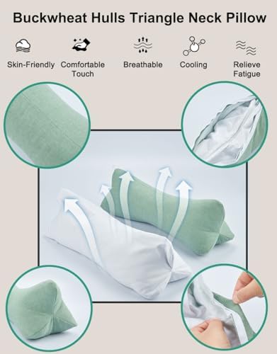 Buckwheat Neck Roll Pillow for Sleeping, Adjustable Buckwheat Hulls PIllow