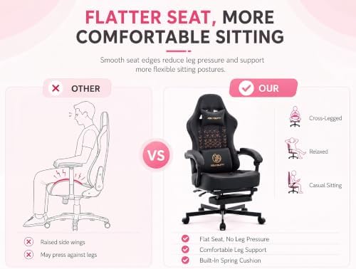 Mistpeople Gaming Chair, Ergonomic High Back Computer Chair with Footrest, Lumbar Support & Pocket Spring Cushion, Comfortable Swivel Home Office Desk Chair for Adults