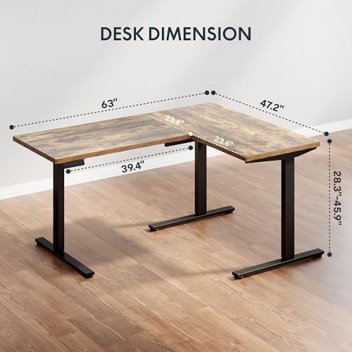 SANODESK 63Inch L-Shaped Electric Standing Desk Motorized Corner Desk
