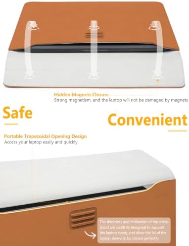 HYZUO 15 Inch Laptop Sleeve Case Bag with Adjustable Stand, Brown