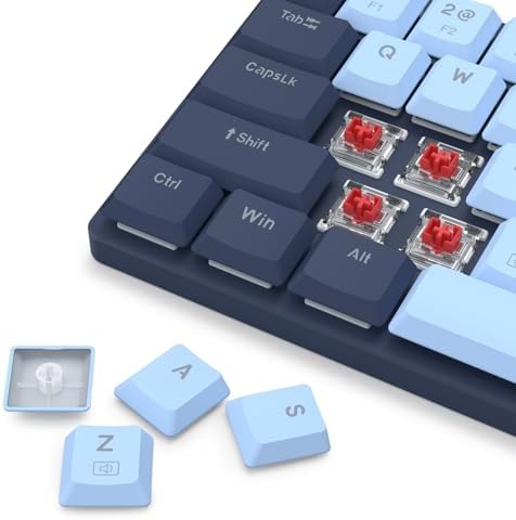 Redragon BS8773 Wireless Keyboard and Mouse Combo, 78 Keys 2.4Ghz Wireless Low-Profile Mechanical Red Switch Keyboard w/Slim Compact Design & Single Blue Backlit, Comfort Grip 2400 DPI Max Mouse