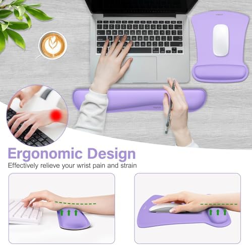 MOSISO Wrist Rest Support for Mouse Pad & Keyboard Set, Light Purple