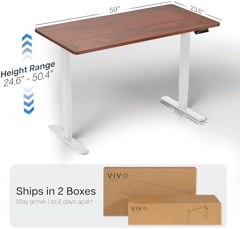 VIVO Dark Walnut 60 x 24 in Standing Desk, DESK-KIT-2W6D