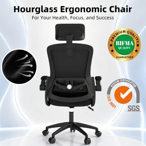 Ergonomic Mesh Office Chair with 2D Adjustable Headrest and Lumbar Support