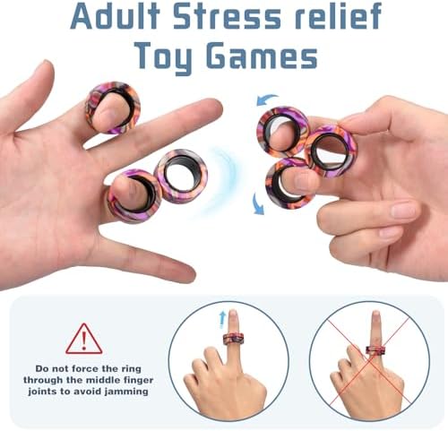 Halloween Magnetic Rings for Adults and Kids,Fidget Spinner Rings Toys for Anxiety Relief Therapy Boy and Girl Ages 8-13,Teens Halloween Party Favors Decorations,3PCS