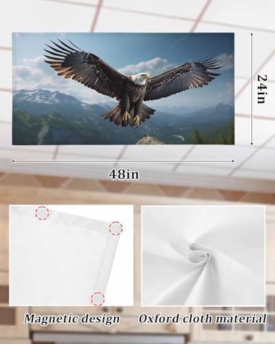 Eagle Magnetic Fluorescent Light Covers for Ceiling Lights 2 x 4 Feet,Forest Mountains Range Sky Animal Natural Landscape Office Classroom Kitchen Drop Ceiling Light Covers Filters Shade Panel 1 Pack