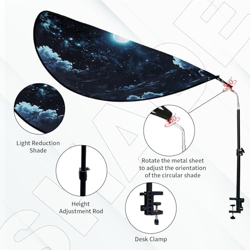 Large Size 52''Office Cubicle Shade Cubicle Desk Light Shield to Block Anti-Glare Cover Light Sensitive Professionals Cubicle Light Quick Install Shading Light Shade with Clamp(Patent Pending)