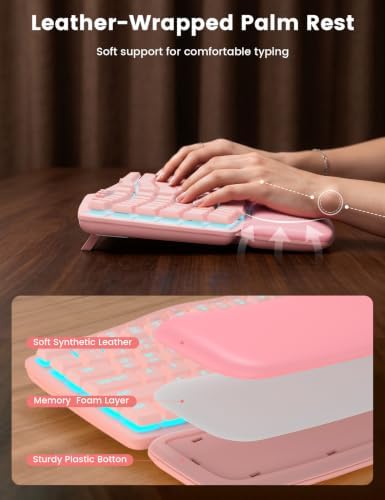 SABLUTE Wireless Keyboard and Mouse, Ergonomic Keyboard with Wave Key