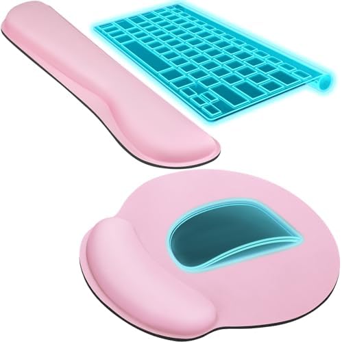 KTRIO Keyboard Wrist Rest & Mouse Pad with Wrist Rest, Pale Pink