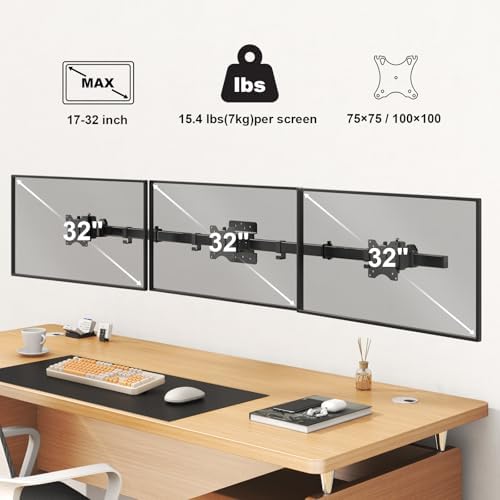 Triple Monitor Wall Mount for 17-32" Screens