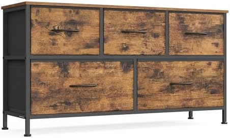 SONGMICS Dresser for Bedroom, Wide Dresser with 5 Fabric Drawers