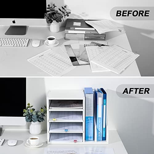 PAG-Mass Wood Desktop File Holder Organizer Mail Sorter for File Folders, Mails, Envelopes, Mailing Supplies or Magazines, White