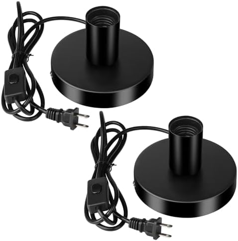 Table Lamp Base, E26/E27 Plug in Lamp Holder with Switch, Black, 2Pcs
