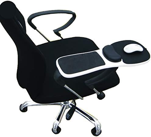 Armrest Mouse pad with arm Wrist Rest Support Adjustable Ergonomic Computer Mouse mat for Chair Home&Office Chair Extender Attachable Black White