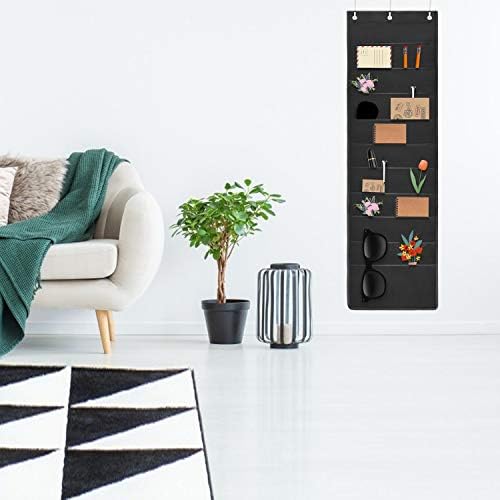 HAOHAN 10 Pockets Over Door Hanging Wall File Organizer, Oxford Cloth Storage Pocket Chart for Magazines, Pens, File Folders in Office and School