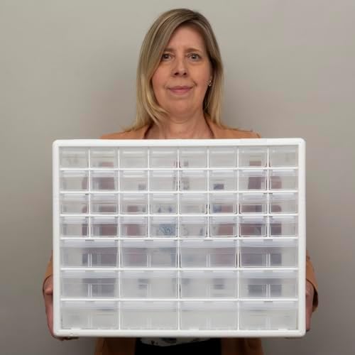 Akro-Mils 44-Drawer Plastic Storage Cabinet, 20"W x 6"D x 16"H, White