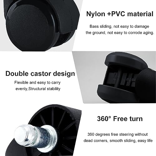 5‑Pack Office Chair Casters,11×22mm Grip‑Ring Stem Double‑Wheel Replacement Wheels for Office Computer Chair