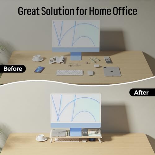 loukin Monitor Stand Riser for Desk, 22.4" × 8.2" Computer Stand, Wood
