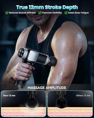 Massage Gun Deep Tissue, Portable Percussion Electric Muscle Massager for Pain Relief, Handheld Massagers with 30 Speeds & 6 Attachments for Back and Neck, Gifts for Men Women