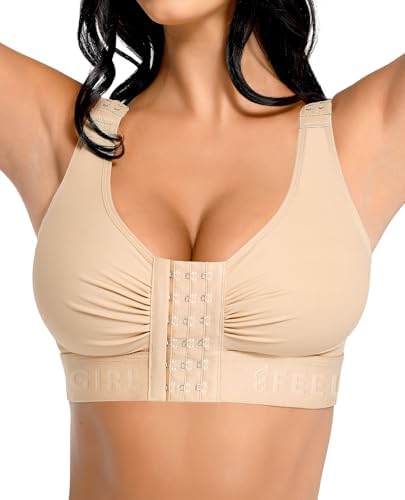 FeelinGirl Post Surgery Compression Bra for Women's Front Closure Bra