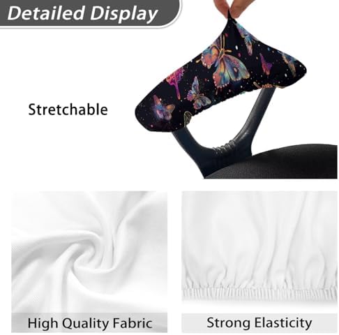 2 Piece Office Chair Arm Covers, Butterfly Print Chair Armrest Covers, Removable Stretchy Armrest Cover for Desk Computer Chairs