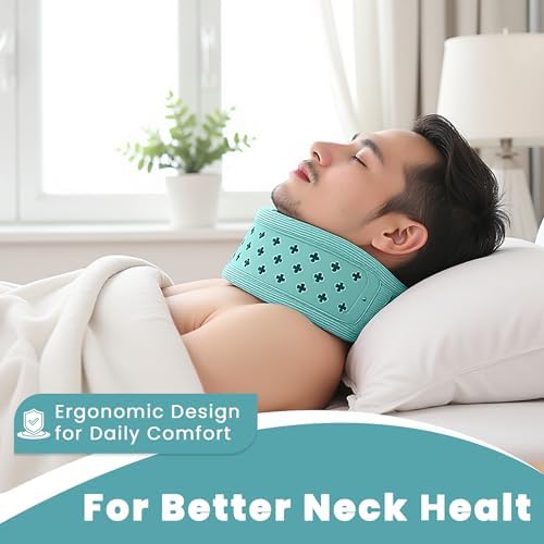 Neck Brace for Neck Pain and Support, Neck Support for Pain Breathable Cervicorrect Brace Adjustable Soft Silicone Foam, Cervical Collar for Sleeping, Relieving Spinal Pressure (Mint)