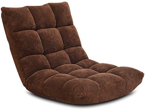 GIANTEX Floor Chairs for Adults, Floor Gaming Chair w/Back Support (Coffee)