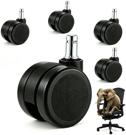 2.5-Inch Carpet Chair Casters Compatible with Herman Miller, Fit Aeron, Embody, Mirra, SAYL and Setu Office Chairs (Set of 5, Black)