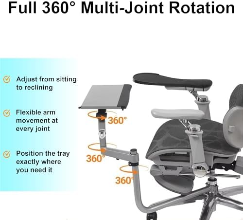 Chair-Mounted Keyboard & Mouse Tray Stand for Gaming and Work, 360° Rotating Height-Adjustable Laptop Mount with Gas Spring ARM