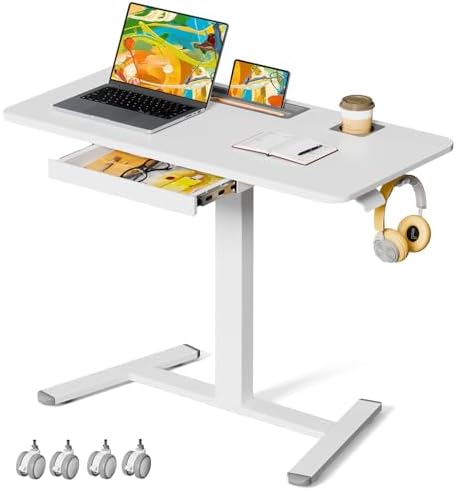 40"×20" Mobile Desk with Drawer, Rolling Desk with Storage