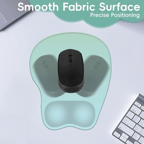 Mouse Pad with Wrist Rest Ergonomic Mouse Pad with Comfortable M-Shape Pain Relief Wrist Support Non-Slip PU Base Mousepad for Laptop, Office & Home (Cyan)