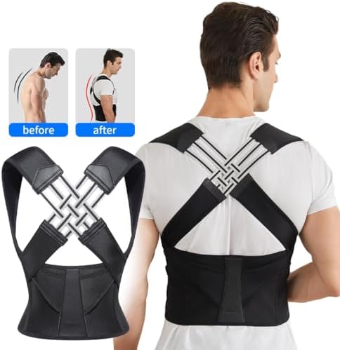 VOKOKOYA Posture Corrector for Women and Men,Adjustable Shoulder Straightener,Back Support Brace,Upper Spine scoliosis, hunchback Black X-Large