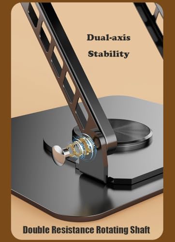 Laptop Tablet Cooling Stand with 360° Rotation Base and USB Dual Cooler, Adjustable Height Support Compatible with Tablets, iPad, 10-17" Notebook (Silver)