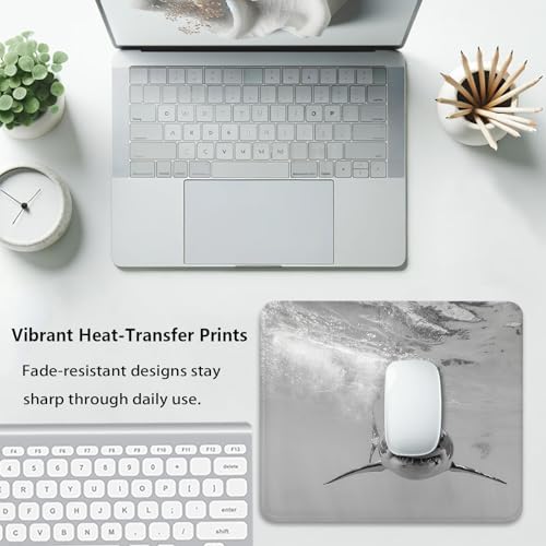 Ferocious Great White Shark Mouse Pad, Wildlife Ocean Predator Desk Mat