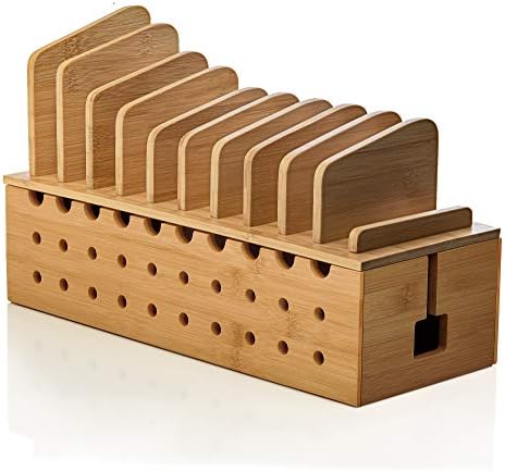 Prosumer's Choice 10 Device Bamboo Cell Phone Charging Stations | Clutter Organizer/Charging Stand for Mobile, iPhone, Laptops & Tablets | Best Mobile Accessories