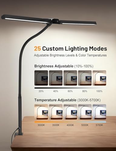 32.8'' Wide LED Desk Lam for Home Office, Computer Desk Lamp with Clamp