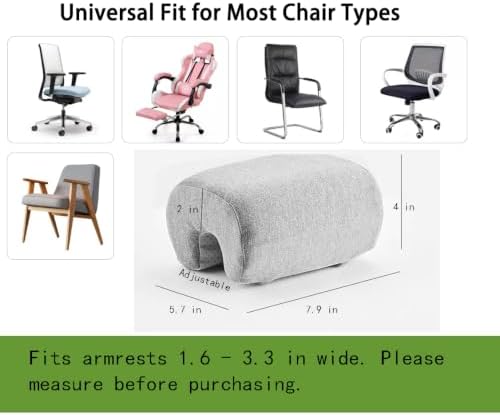 Armrest Cushion for Office Chairs - Soft Elbow Support Pad with Non-Slip Bottom, Fits Most Chairs 2-Piece (Gray)