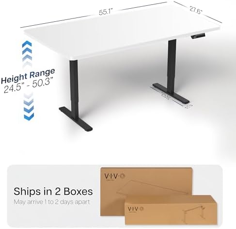 VIVO White 55 x 28 in Standing Desk, DESK-KIT-2B55W