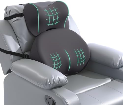 ROYALAY 2 Pcs Recliner Pillow for Neck Lumbar Support, Memory Foam Lumbar Pillow for Recliner with Adjustable Headrest, Back Support for Office Chairs Couch