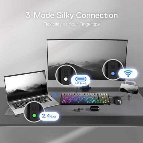 Redragon K744 GB PRO 99 Keys Wireless Gasket RGB Gaming Keyboard, 3-Mode Mechanical Keyboard w/Hot-Swap Socket, Gradient PBT Keycaps & 5-Layer Noise Dampening, Custom Linear Switch